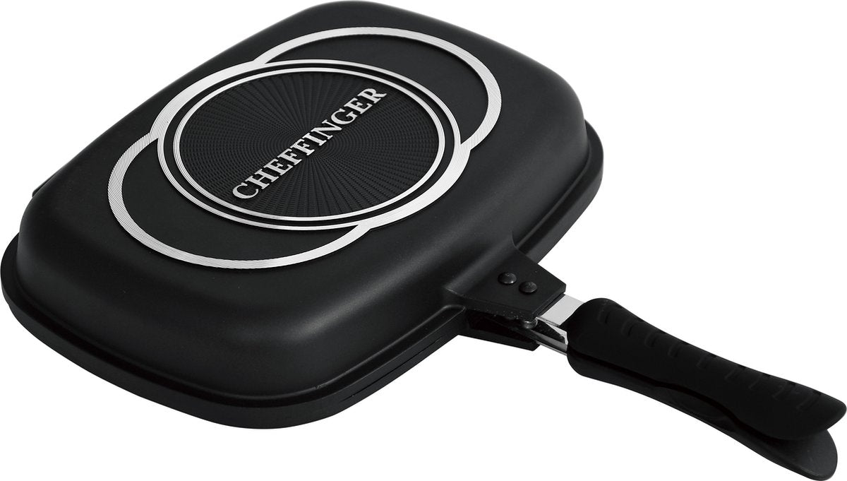 Cheffinger Dubbele Grillpan - 36cm - Zwart - TEKZEN