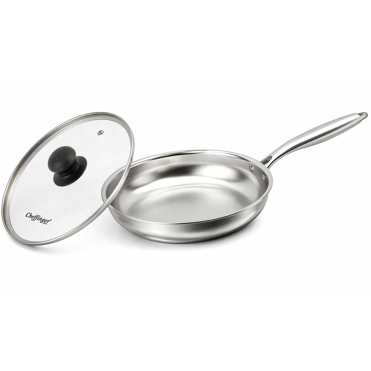 Cheffinger Koekenpan met Deksel - 20cm - RVS - Zilver