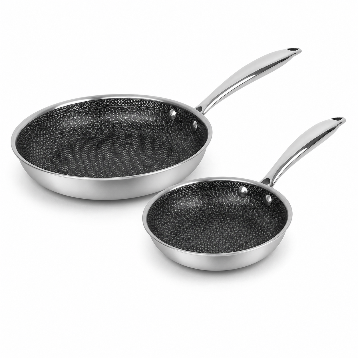 Cheffinger Koekenpannen - Set van 2 - 20cm & 24cm - RVS - Honingraat - Inductie