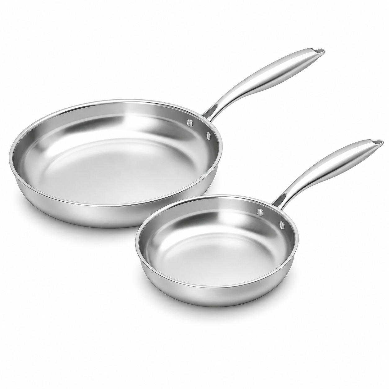 Cheffinger Koekenpannen - Set van 2 - 24cm & 28cm - RVS - Zilver – productafbeelding