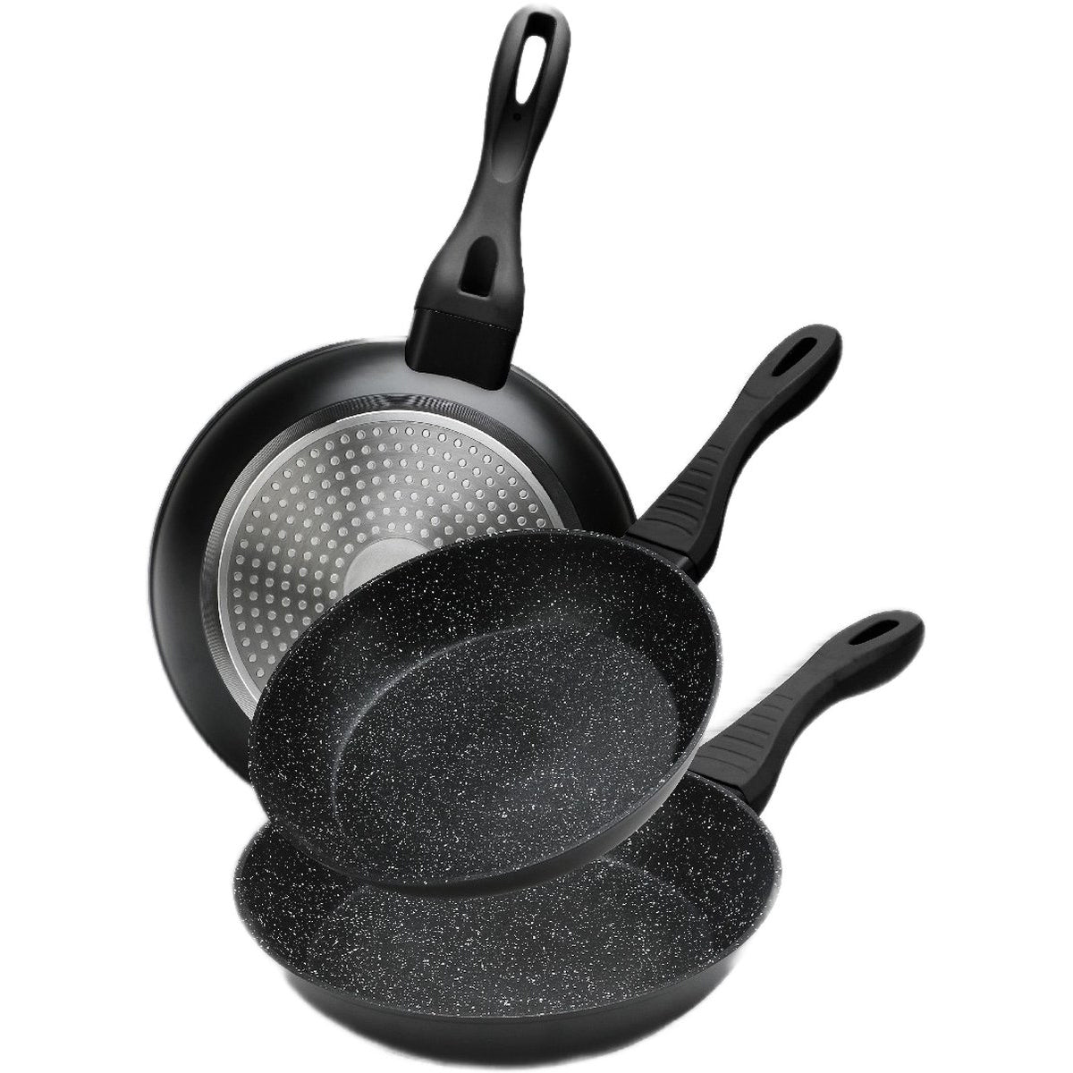 Cheffinger Frying Pan Set - 3-piece - Black - Frying Pan 20, 24.28cm - Induction