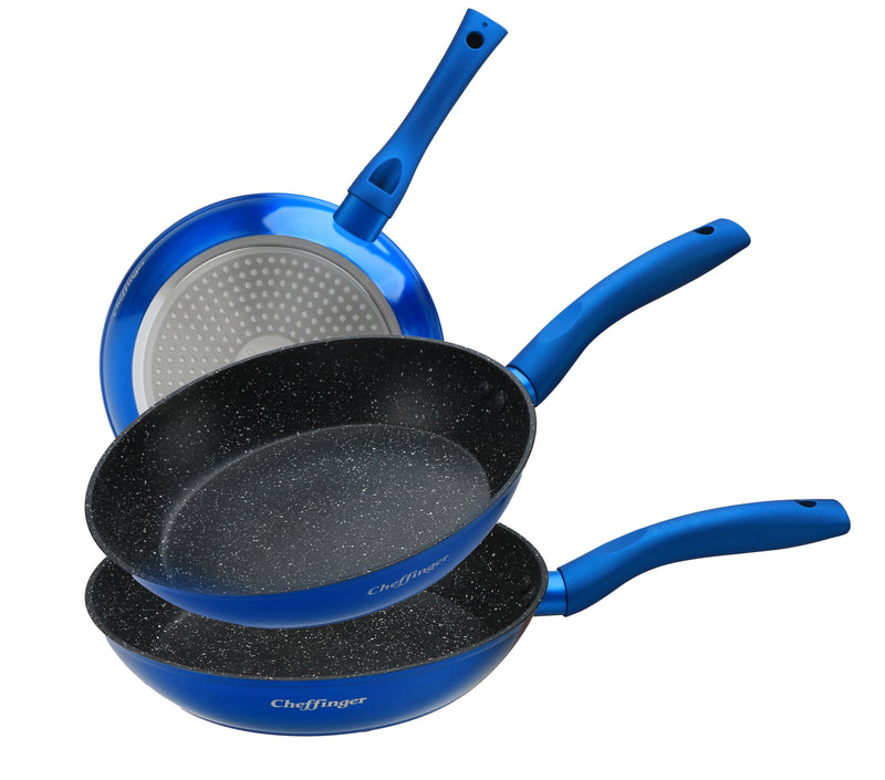 Clever Frying pan set - 3-piece - Ø 20/24/28 cm - Blue