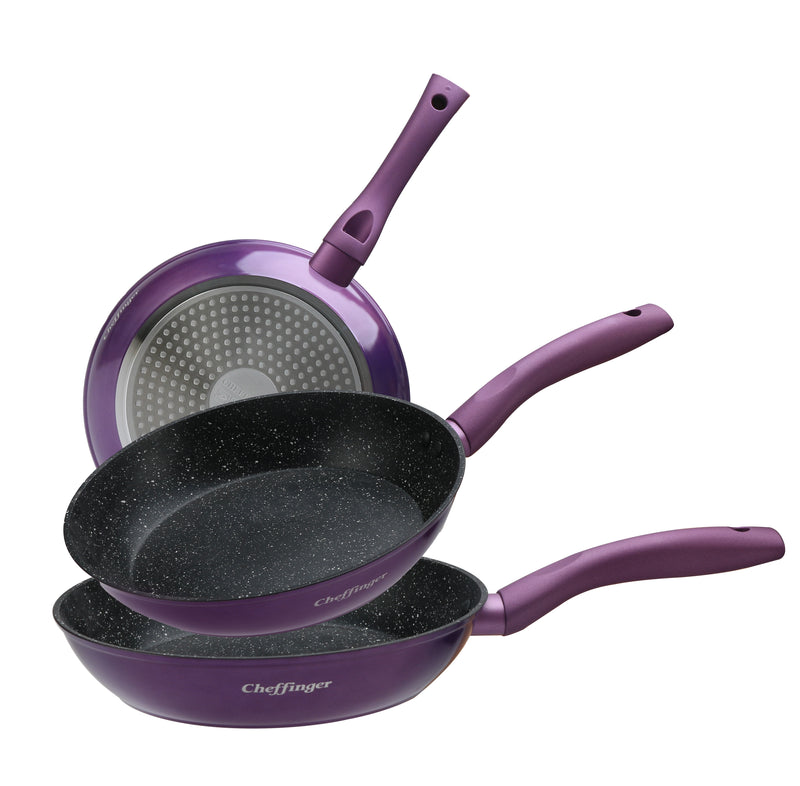 Clever Frying Pan Set - 3-piece Frying Pan - Induction - Purple - Poëlle