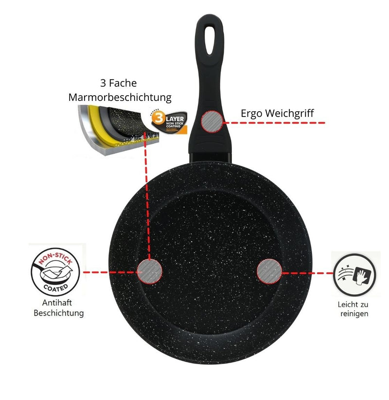 Clever Frying pan set - 3-piece - Ø 20/24/28 cm - Red