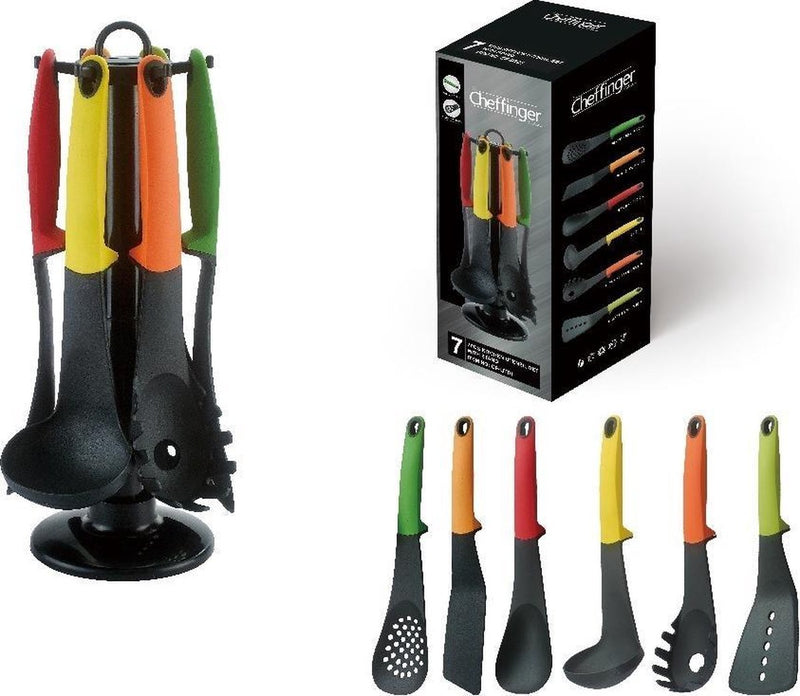 Clever Kitchenware Set - 7-piece - Multi Color - 360° Rotatable Stand - Cookware Set