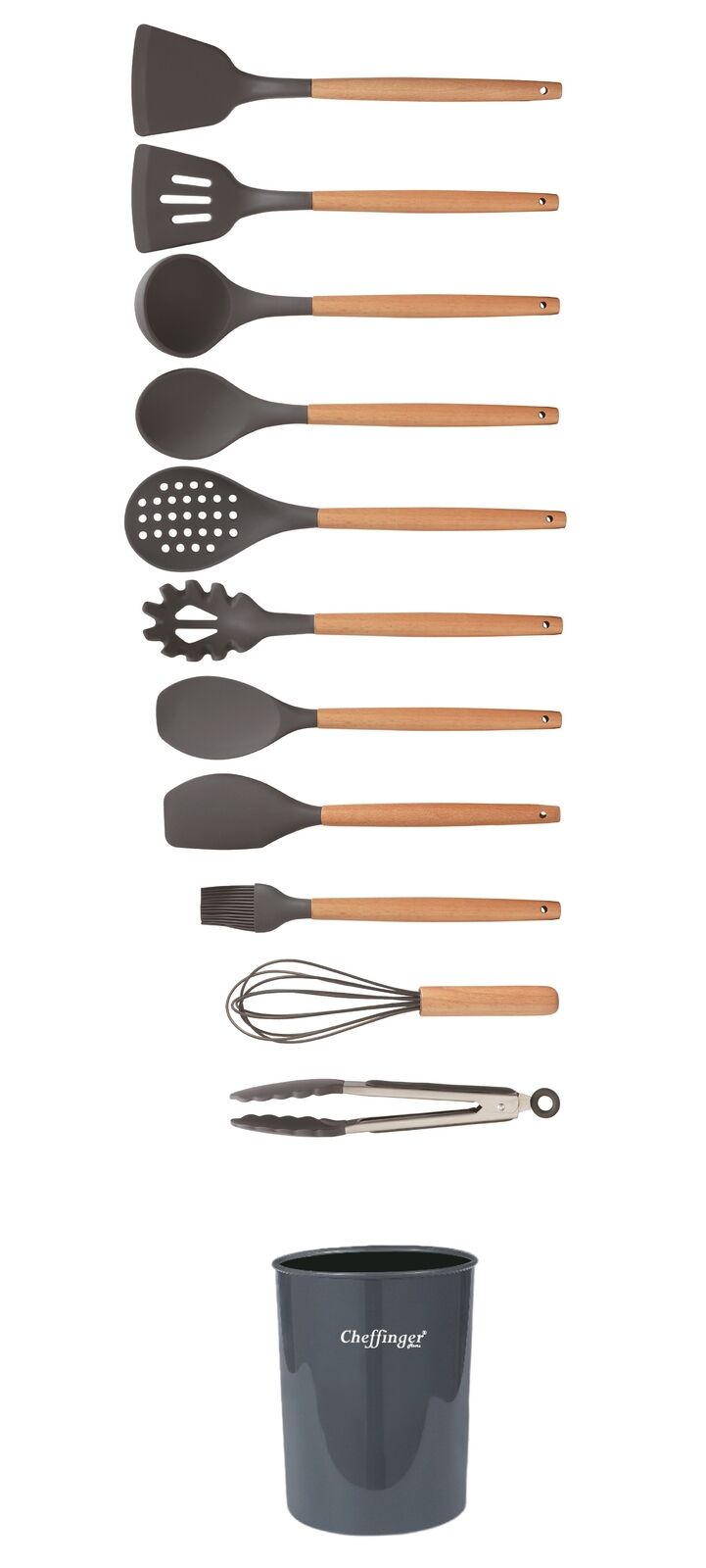 Clever Kitchenware Set with Holder - 12-piece - Gray - Cookware Set 