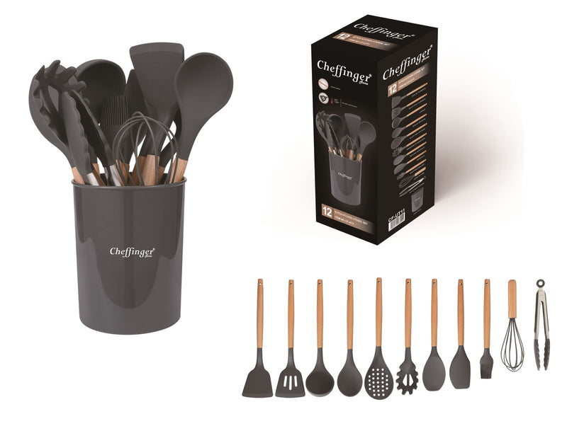 Clever Kitchenware Set with Holder - 12-piece - Gray - Cookware Set 