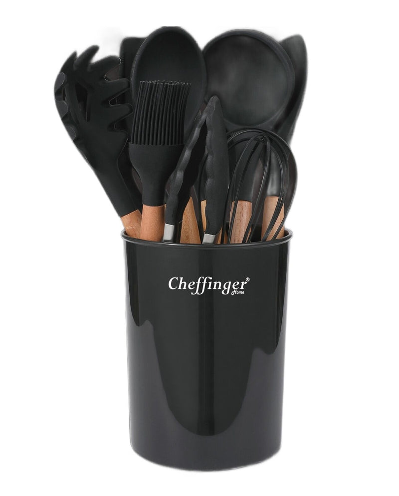 Clever Kitchenware Set with Holder - 12-piece - Black - Cookware Set 