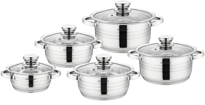 Cchefer Pan set - 10-piece - Silver - Stainless steel - Cooking pans - Induction