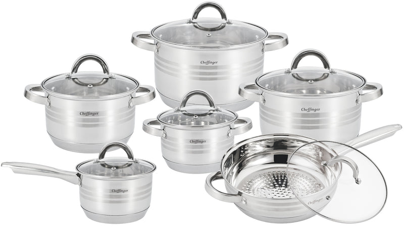 Clever Cookware Set - 12-piece - Silver - Stainless Steel - Cooking Pans - Induction