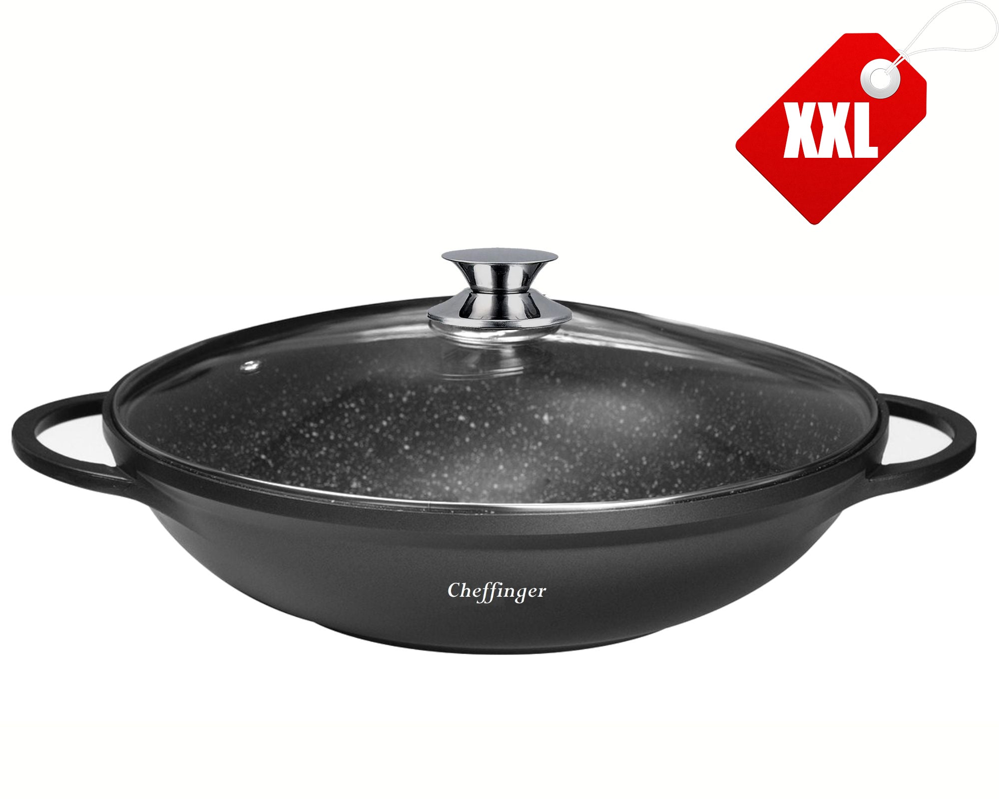 Cheffinger Wokpan XXL met Deksel - 40cm - Zwart - Inductie - TEKZEN