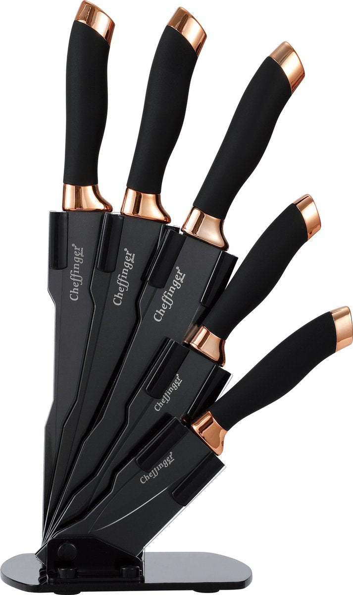 Cchefer Knife Set - 6-piece - Rose Gold / Green