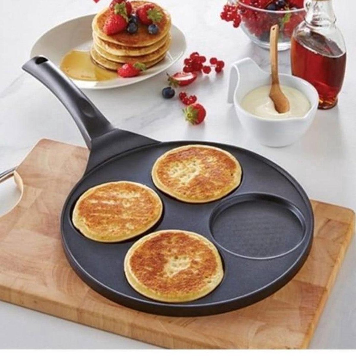 Cheffinger Pancake Pan - 26cm - 4 Kop - Pannenkoekenpan - Pancake Maker - Inductie - TEKZEN