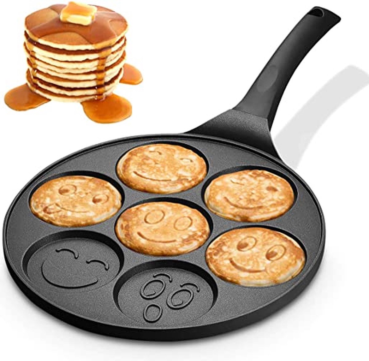 Cheffinger Pancake Pan - Emoji / Smiley Vorm - Pannenkoekenpan - Pancake Maker - Inductie - TEKZEN