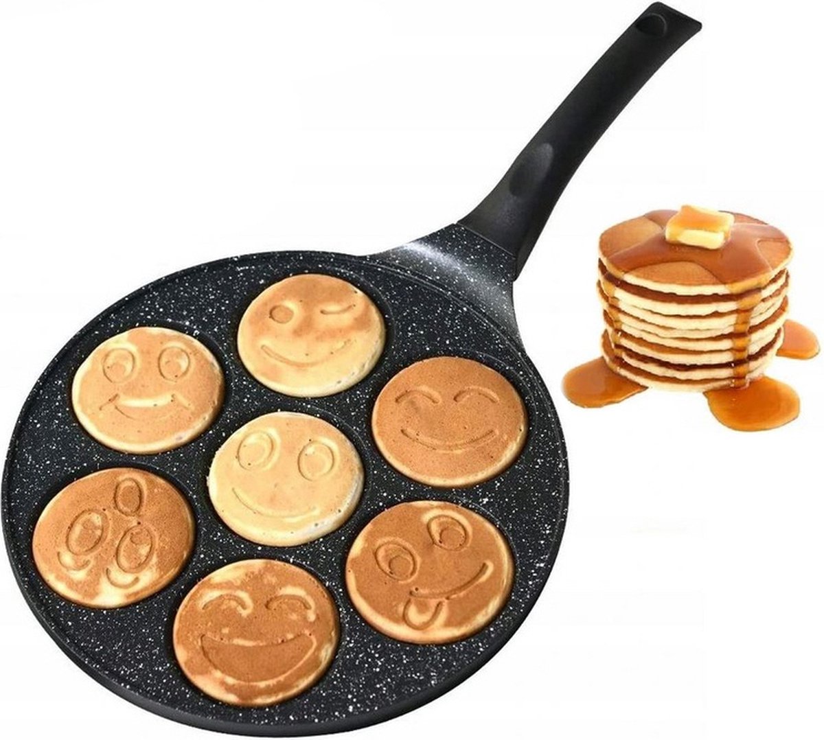 Cheffinger Pancake Pan - Emoji / Smiley Vorm - Pannenkoekenpan - Pancake Maker - Inductie - TEKZEN