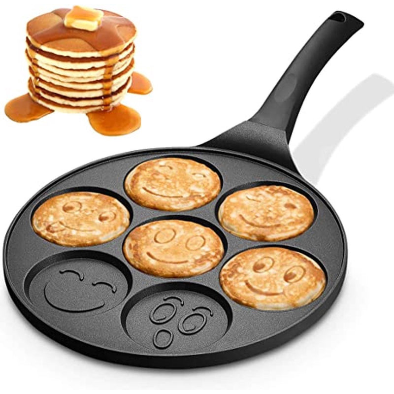 Cheffinger Pancake Pan - Smiley Emoji Vormen - 26cm - Pannenkoekenpan - Pancake Maker - Inductie