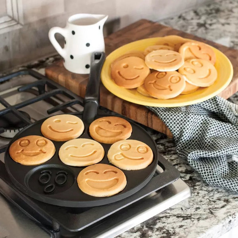 Cheffinger Pancake Pan - Smiley Emoji Vormen - 26cm - Pannenkoekenpan - Pancake Maker - Inductie