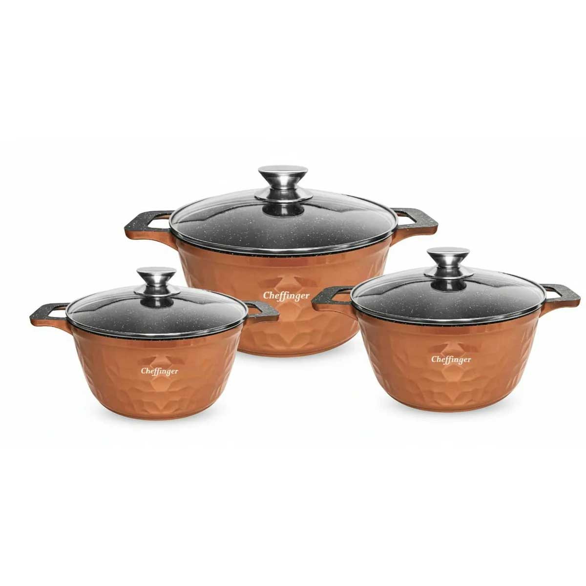 Cheffinger Pannenset - 6-delig - 20, 24 & 28 cm - Brons – productafbeelding