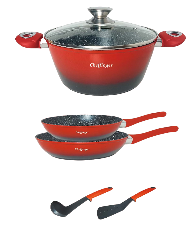 Clever Pan set - 6-piece - Frying pan - Frying pan - Cookware - Red