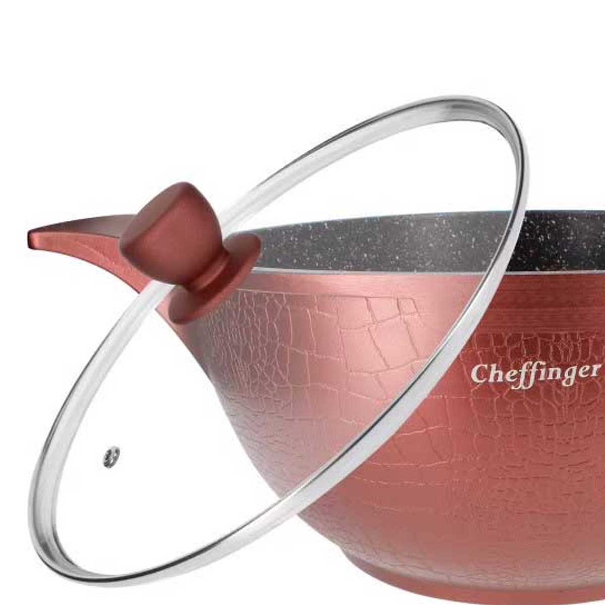 Cheffinger Pannenset - Crocodile Line - 6-delig - 20, 24 & 28cm - Burgundy