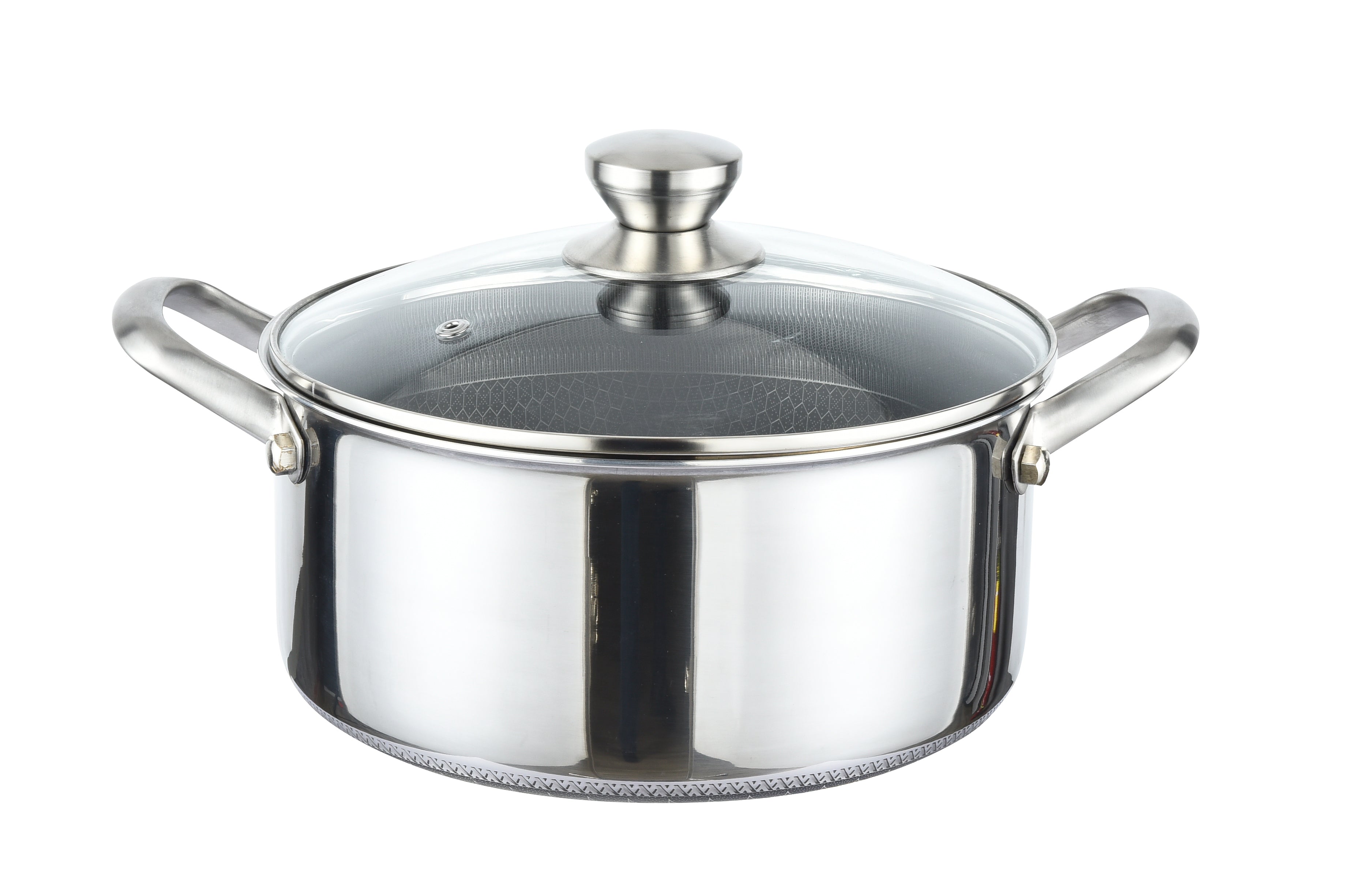 Cheffinger Premium Braadpan met Deksel - 24cm - RVS - Honingraat - Hexagon - Honeycomb