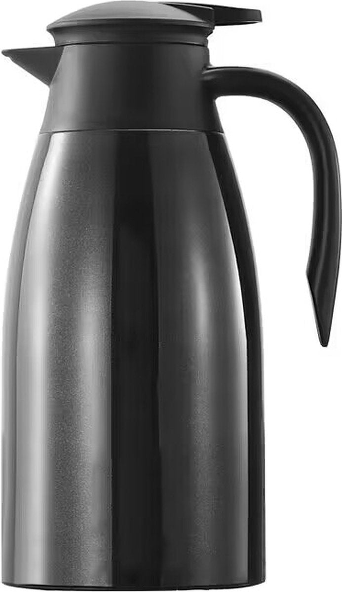 Clevere Thermoskanne – 2 Liter – Schwarz – Edelstahl Inox – Themos-Flasche