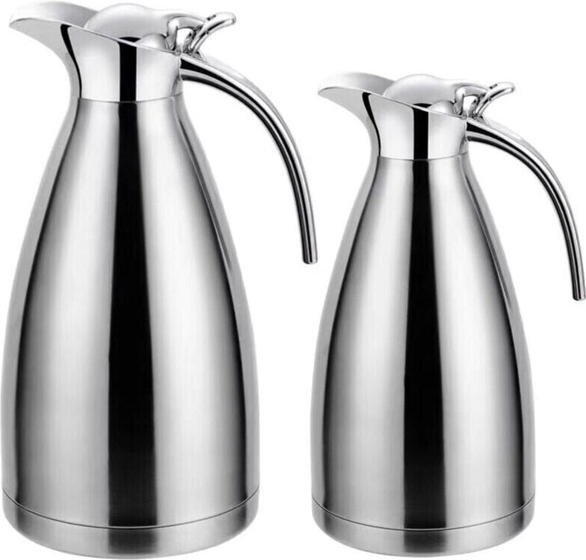 Cheffinger Thermoskan Set van 2 - 1 L + 1.5L - Zilver - RVS Inox - Themosfles