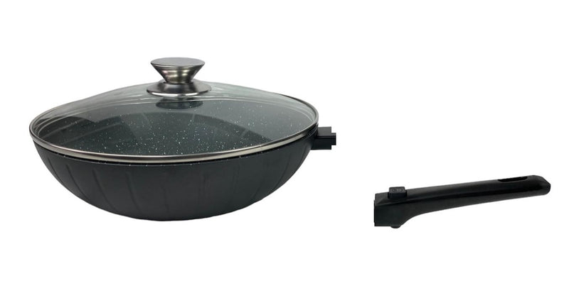 Clever Wok Pan with Lid &amp; Removable Handle - 32cm