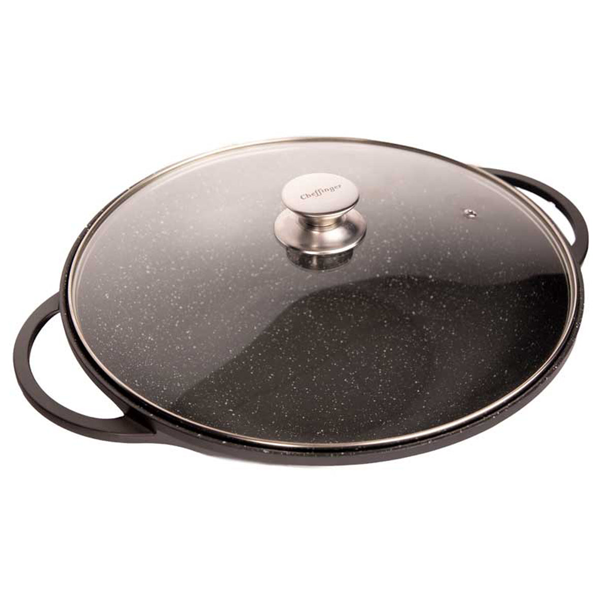 Cheffinger Wokpan met Deksel - 36cm - Zwart - Inductie - XL Wok Pan