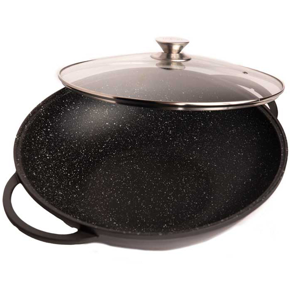 Cheffinger Wokpan met Deksel - 36cm - Zwart - Inductie - XL Wok Pan