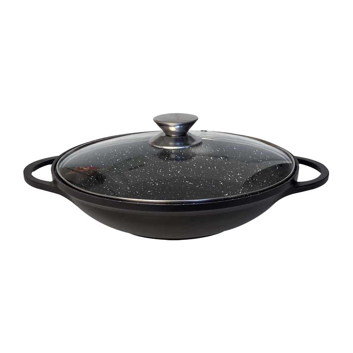 Cheffinger Wokpan met Deksel - 36cm - Zwart - Inductie - XL Wok Pan