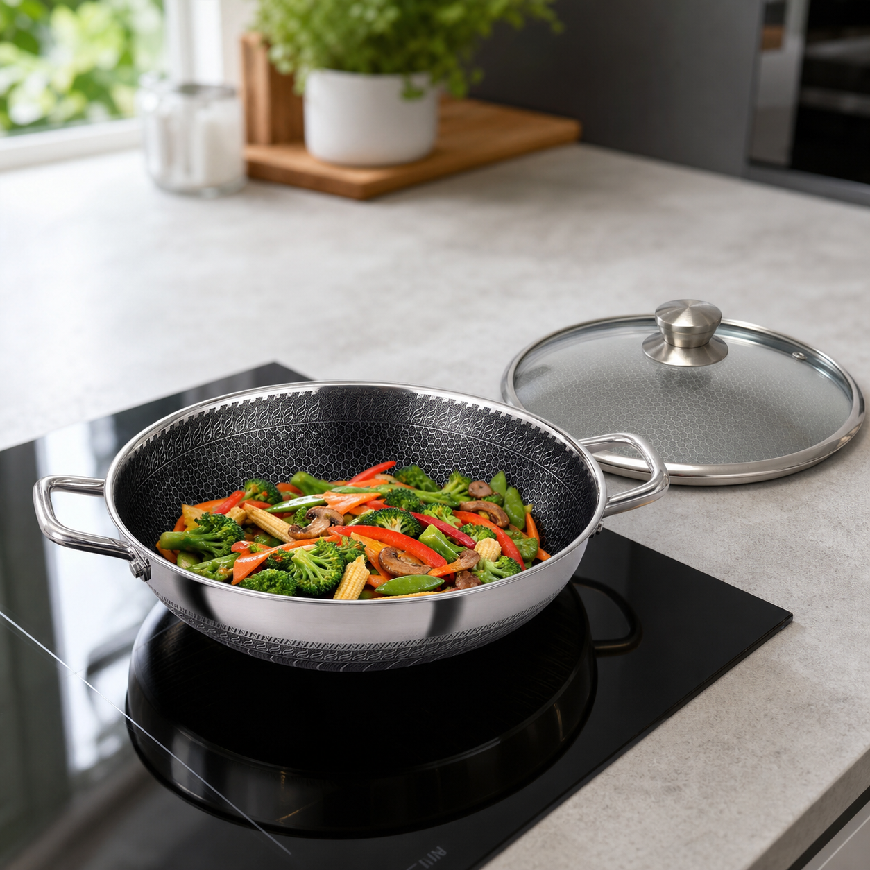 Cheffinger Wokpan met Deksel wokpannen productafbeelding 3