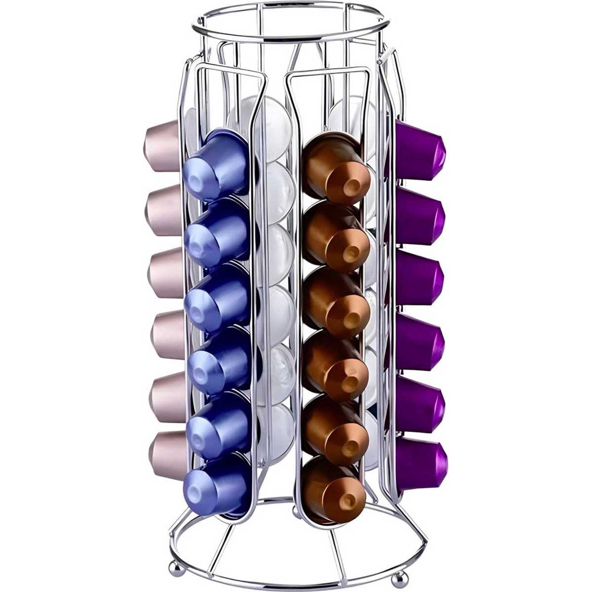 Cheffinger - Nespresso Capsulehouder - 36 Cups - Cuphouder - Koffiecups Houder - Zilver