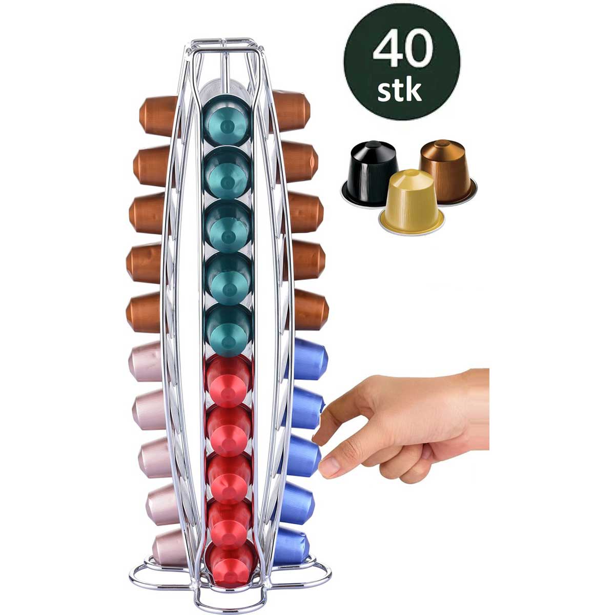 Cheffinger - Nespresso Capsulehouder - 40 Cups - Cuphouder - Koffiecups Houder - Zilver