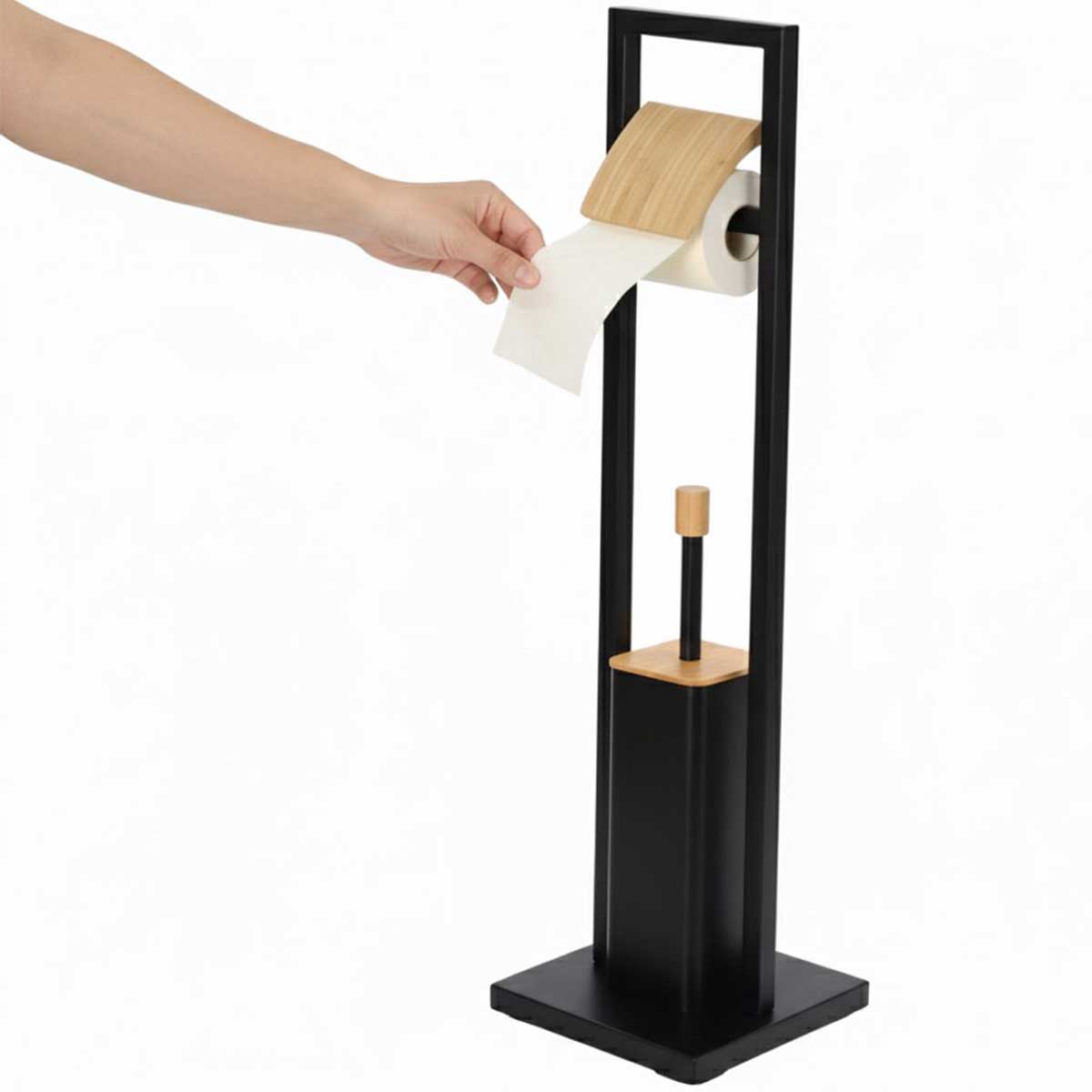 Cheffinger Badkamerset - 2-in-1 - WC-Borstel en Toiletrolhouder - Zwart