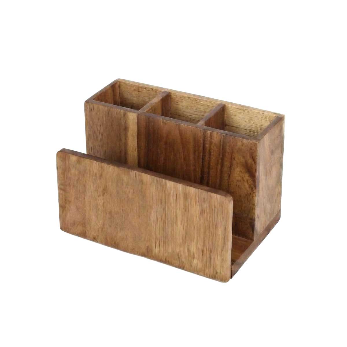 Cheffinger Bestekbak - 4-vakken - Acacia Hout - Keuken Organizer voor Bestek & Servetten