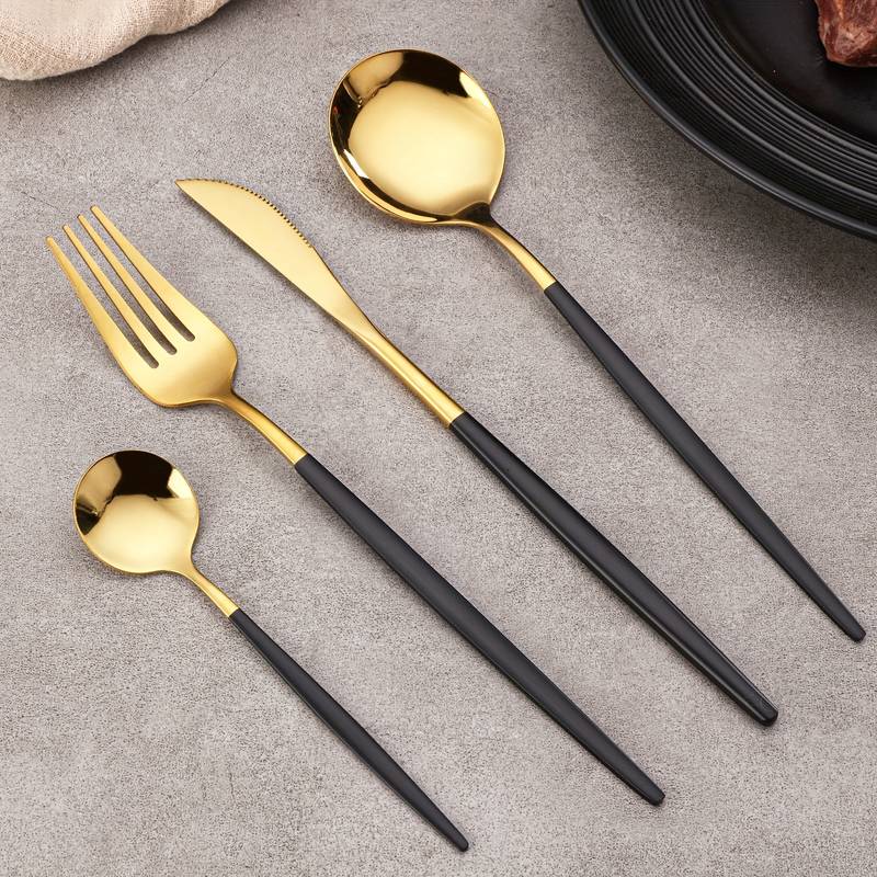 Cheffinger Bestekset - 24-delig - Goud/Zwart - Voor 6 Personen