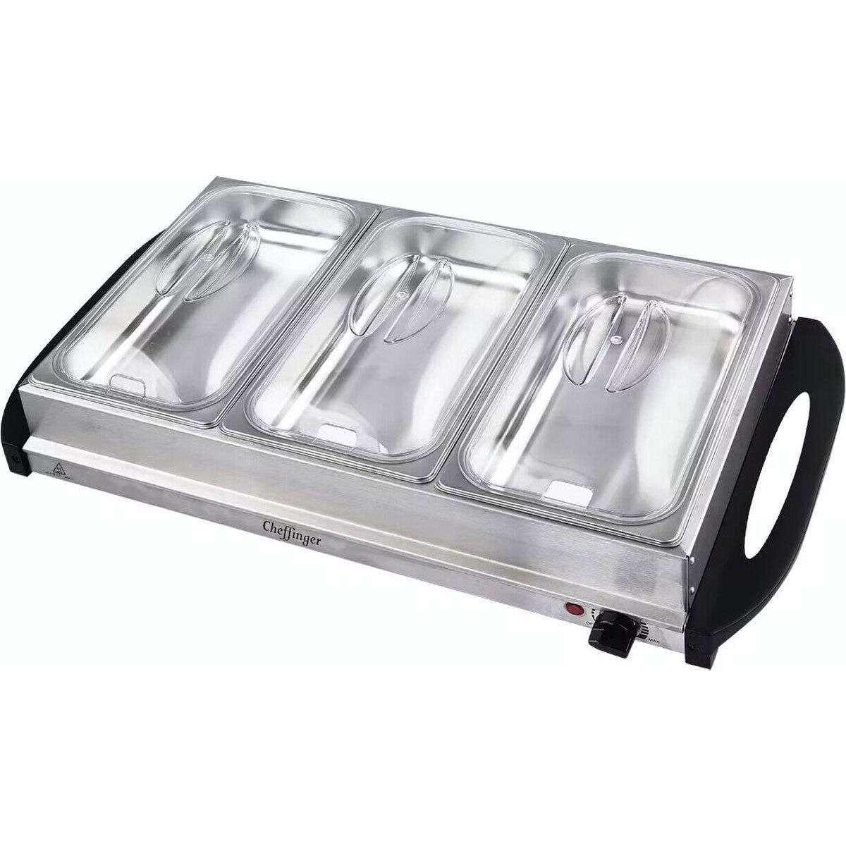 Cheffinger Buffetwarmer - Warmhoudplaat - Voedselwarmer - 3x2.4L - Roestvrij Staal