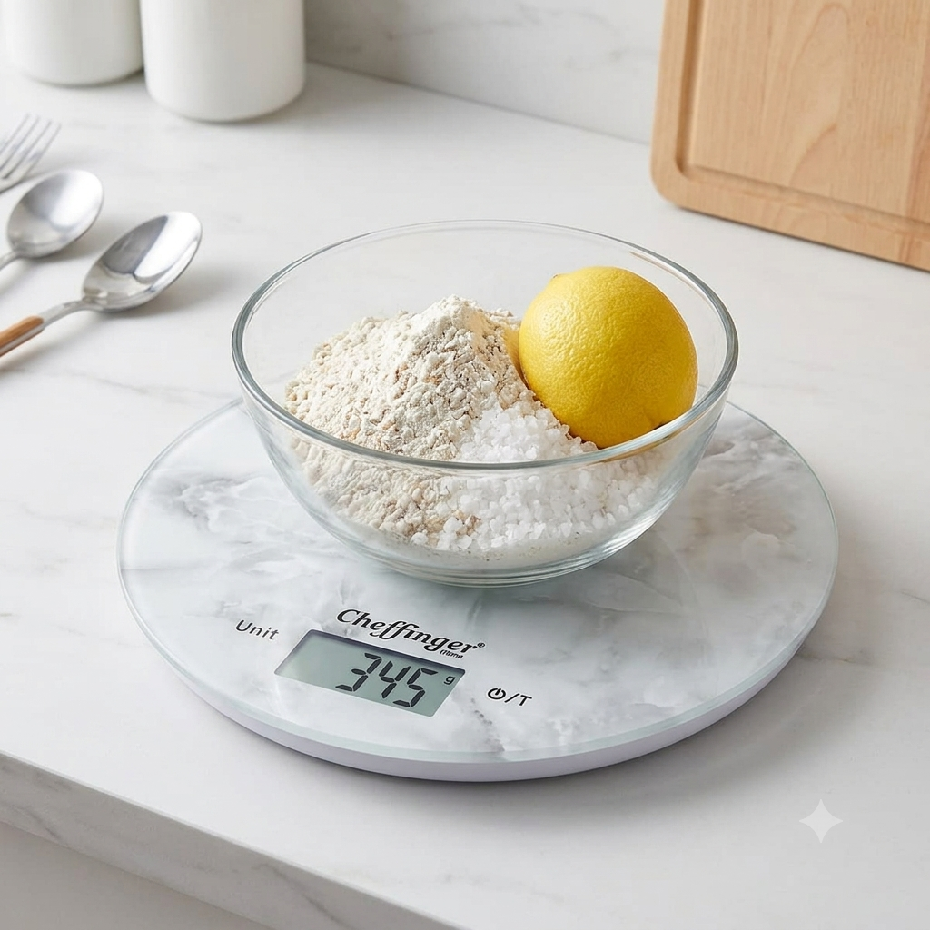 Cheffinger Digitale Precisie Keukenweegschaal – Weegschaal Keuken - 5kg – Tarra Functie - Marmer Look