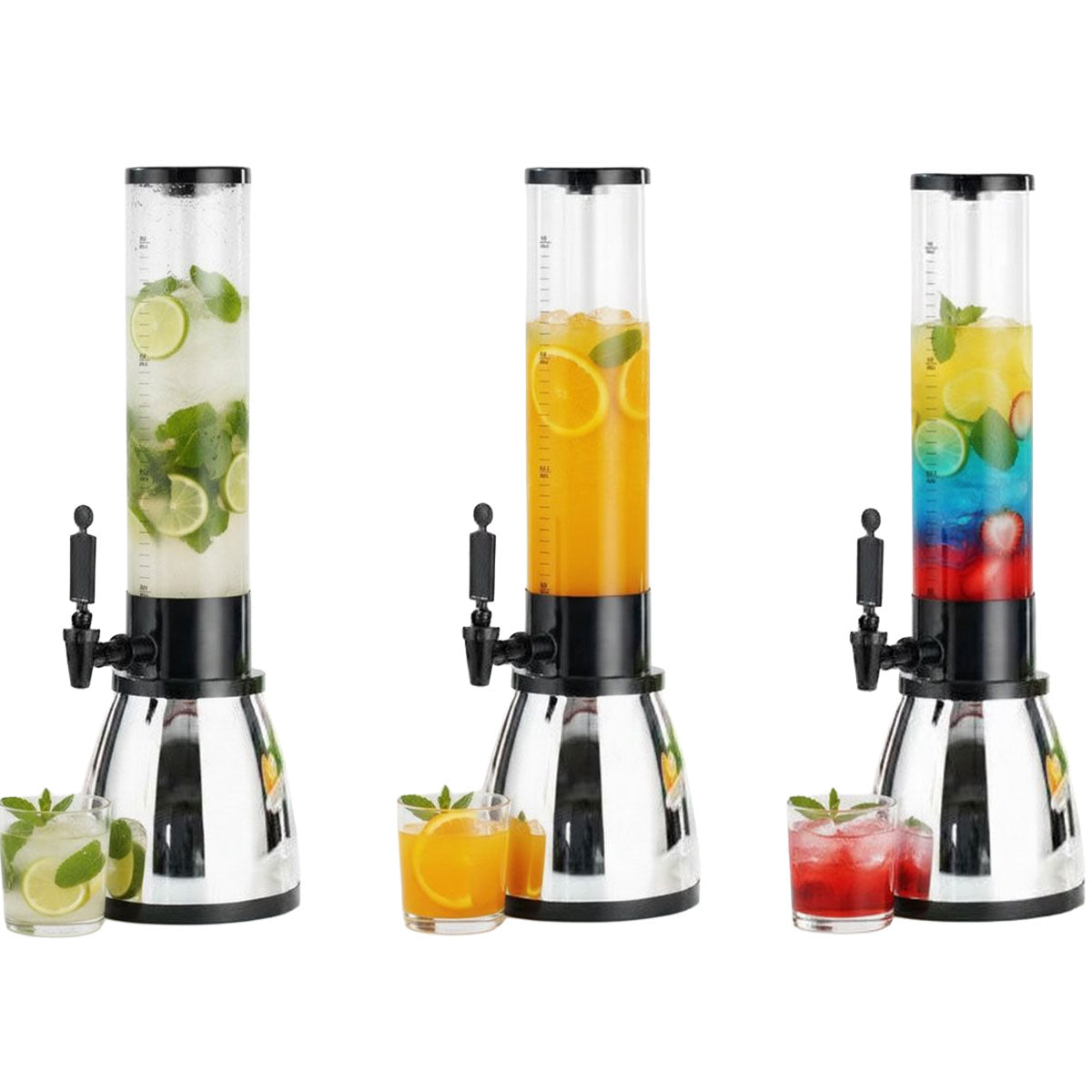 Cheffinger Drankdispenser met IJsblokjesreservoir en Tapkraan - Zilver - 1,5L - Voor Frisdrank, Water, Sap en Cocktails - Perfect voor Feestjes en BBQ’s