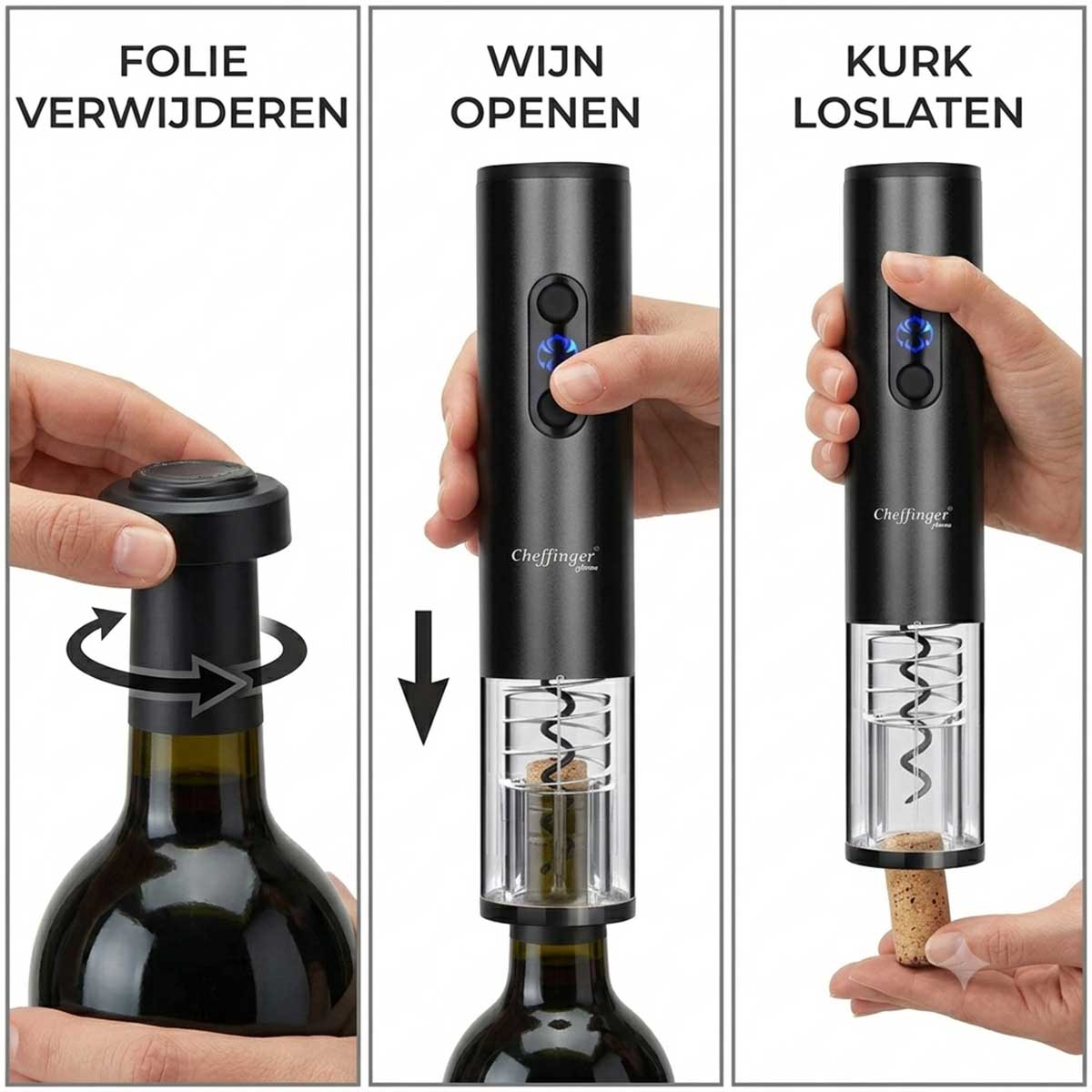 Cheffinger Elektrische Kurkentrekker Wijn kurkentrekkers productafbeelding 3