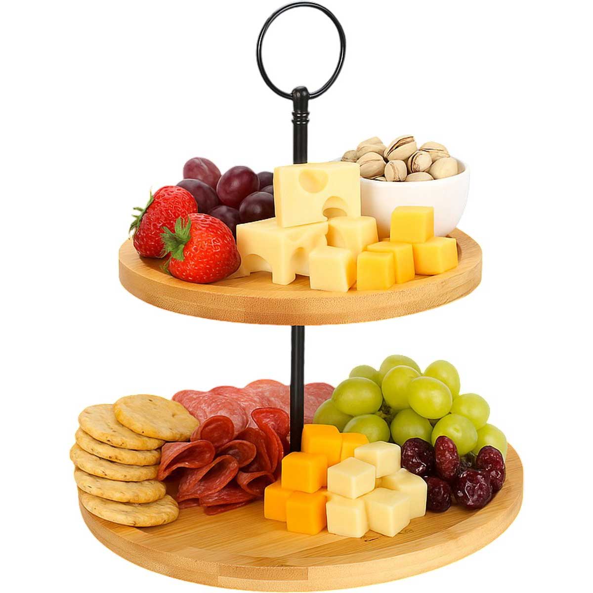 Cheffinger Etagère - 2-laags - Bamboe - Fruit - Serveerschaal - High-Tea