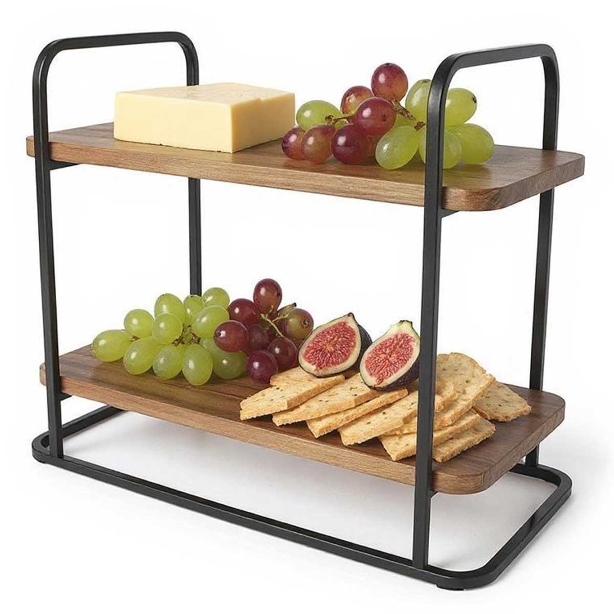 Cheffinger Etagere - 2-laags - Bamboe - Fruitschaal - Fruitmand - 2x Dienbladen