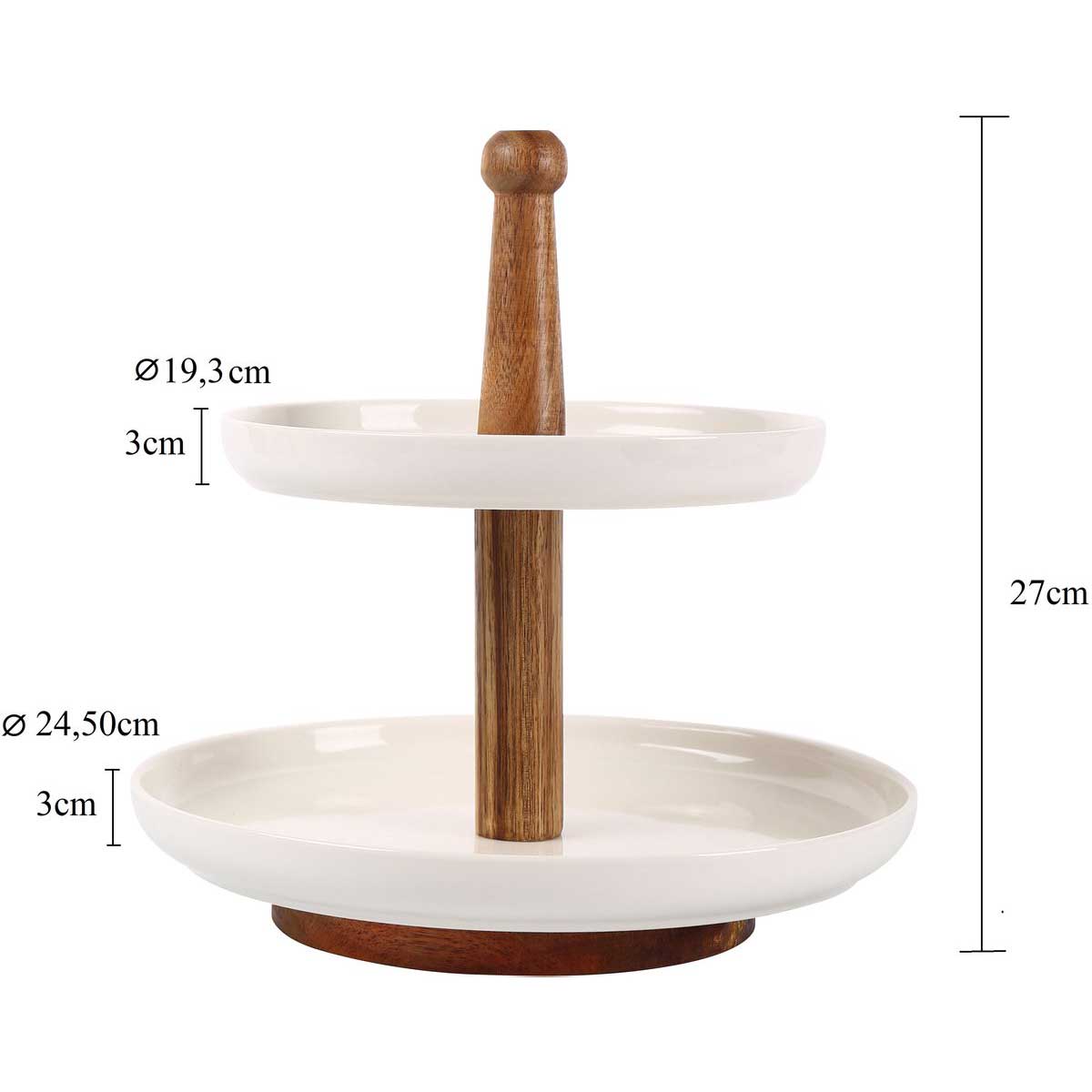 Cheffinger Etagere - 2-laags - Bamboe/Keramiek - Fruitschaal - Fruitmand