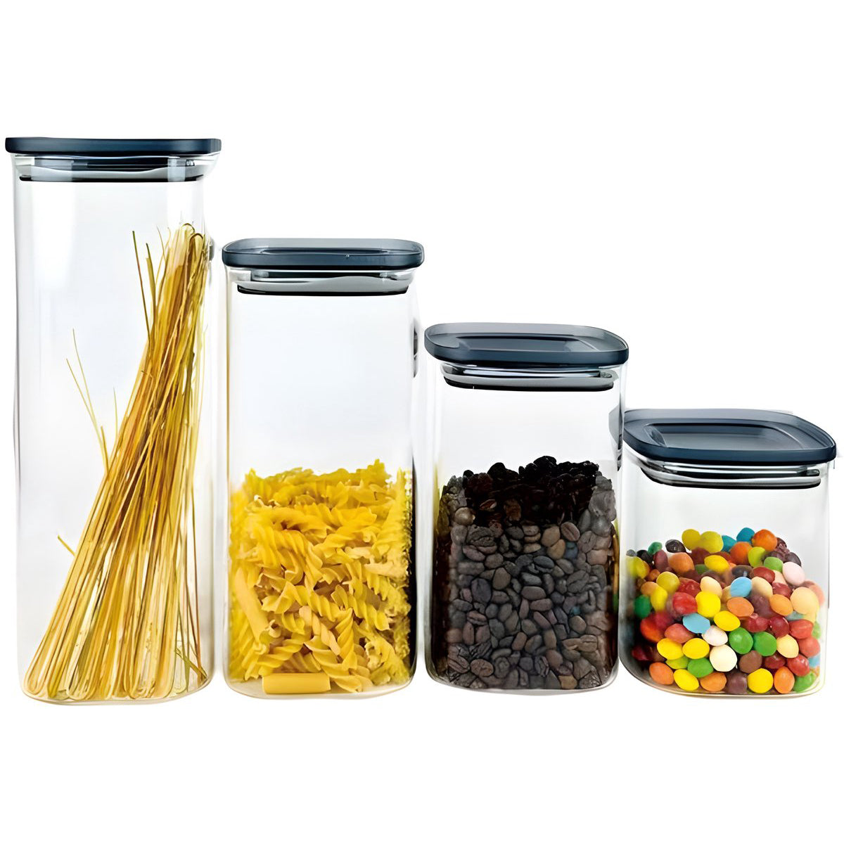 Cheffinger Glazen Voorraadpotten Set - 4-delig - 900ml, 1200ml, 1600ml, 2100ml