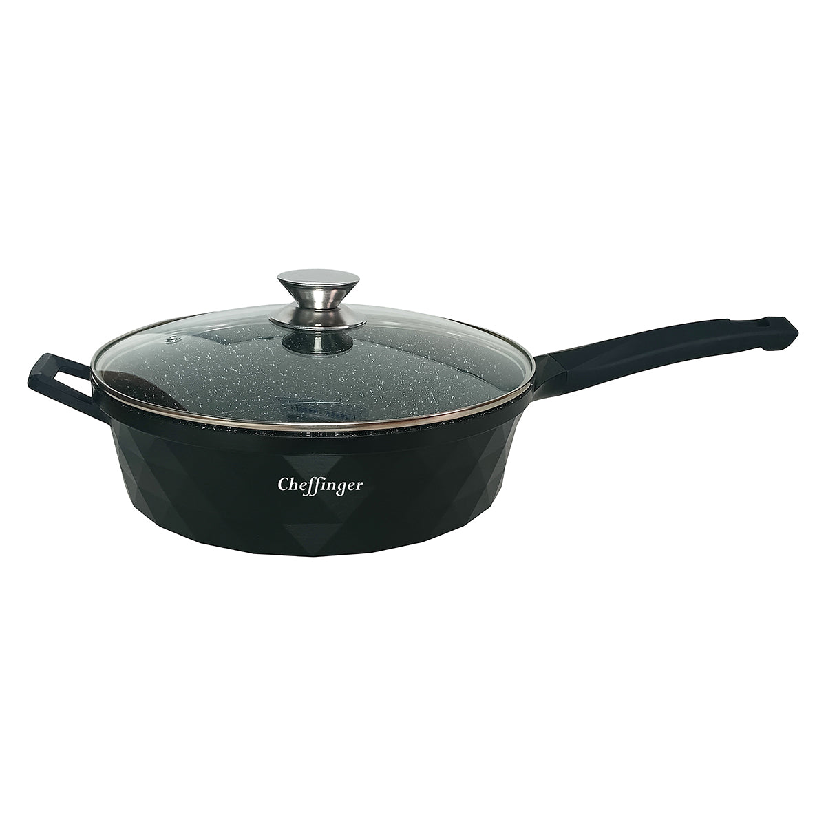 Cheffinger Snack Pan with Lid - 28cm - Black - Induction - Diamond