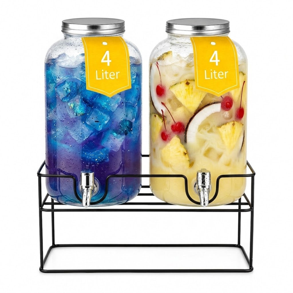 Cheffinger Limonadedispenser - 2x 4 Liter Waterdispenser - Drankendispenser - Sapdispenser