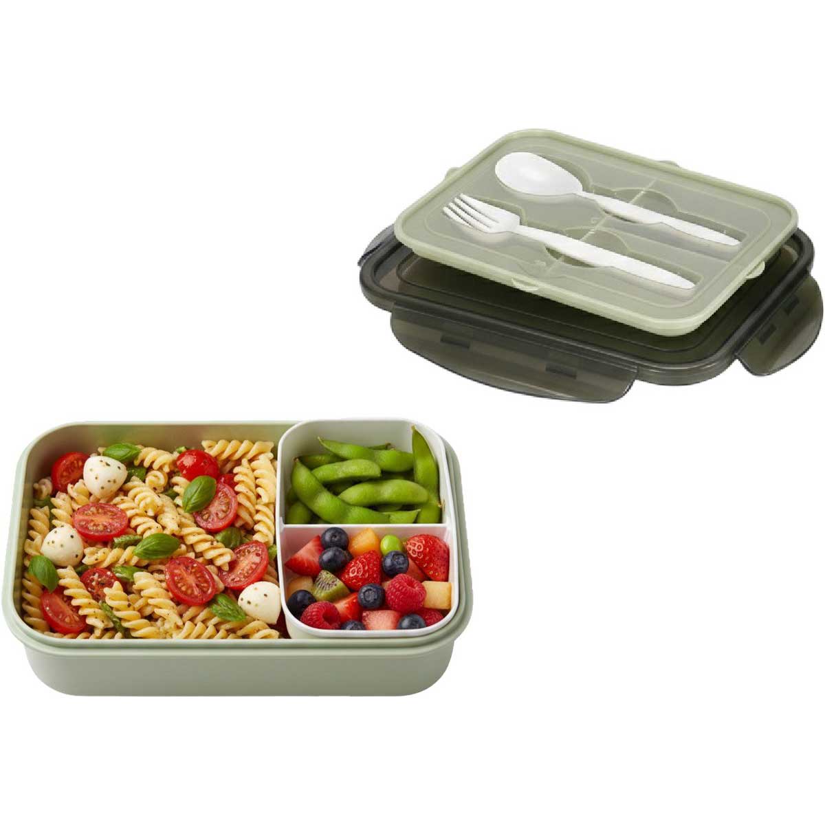 Cheffinger Lunchbox met Bestek - Camouflage Groen - Bentobox - Multifunctioneel Voor Werk en School - Meal Prep Bakje