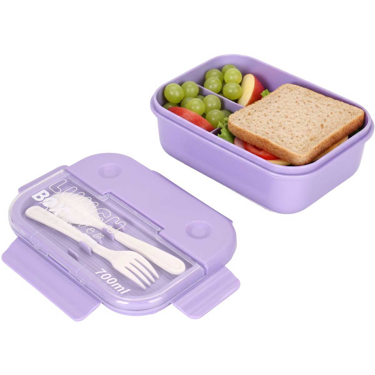 Cheffinger Lunchbox met Bestek - Paars - Bentobox - Multifunctioneel Voor Werk en School - Meal Prep