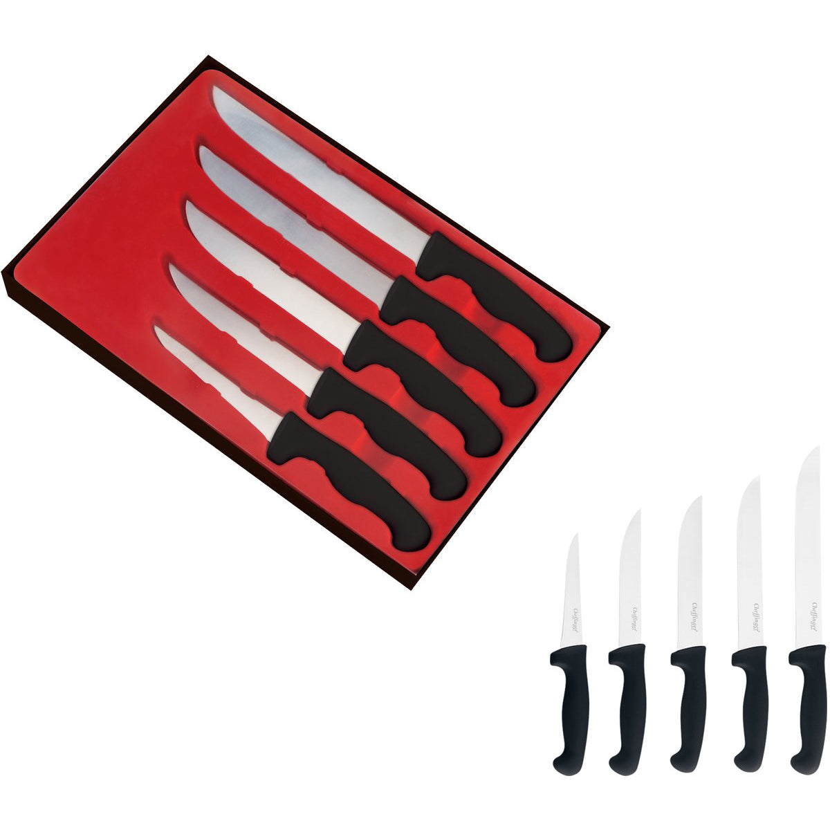Cheffinger Knife Set 5-Piece – Meat Knives for BBQ &amp; Grill | Stainless Steel &amp; Ergonomic Design
